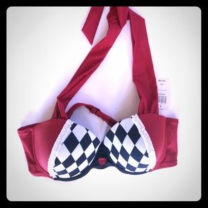 Disney Red and Black Checkered Bikini Top